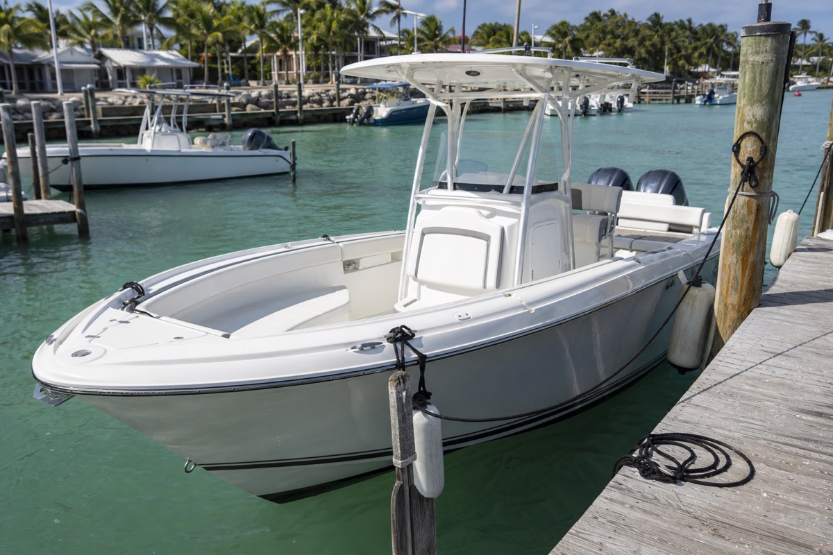 A charter boat on the dock in Nassau